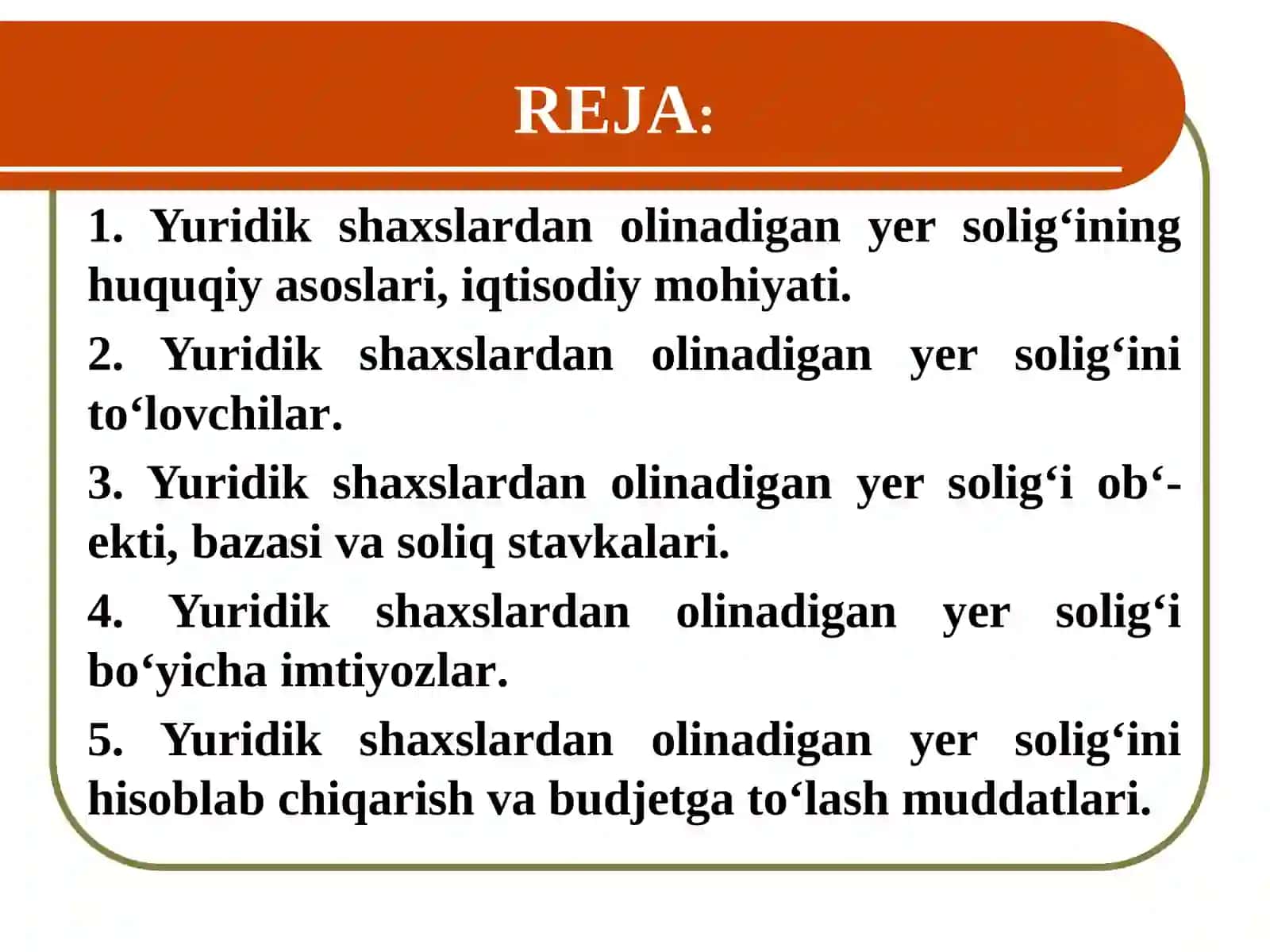 YURIDIK SHAXSLARDAN UNDIRILADIGAN YER SOLIG’I 2