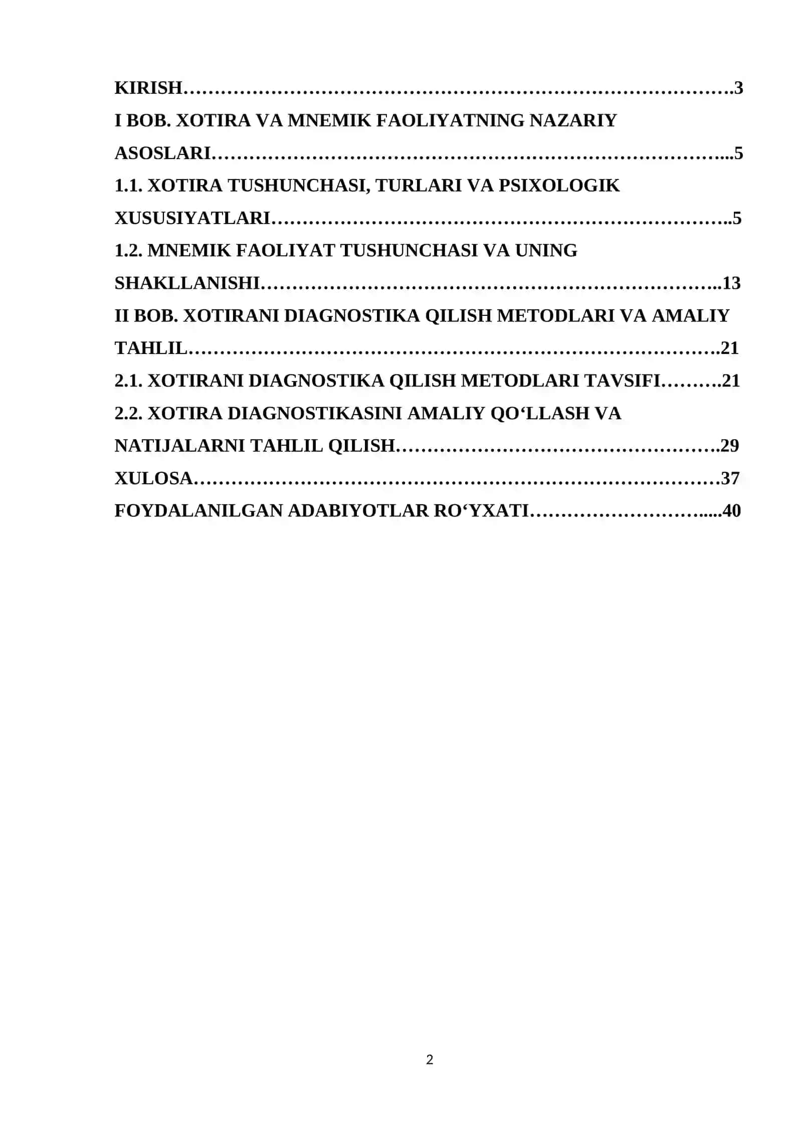 Xotirani mnemik faoliyat diagnostikasi va xotirani diagnostika qilish metodlari 2
