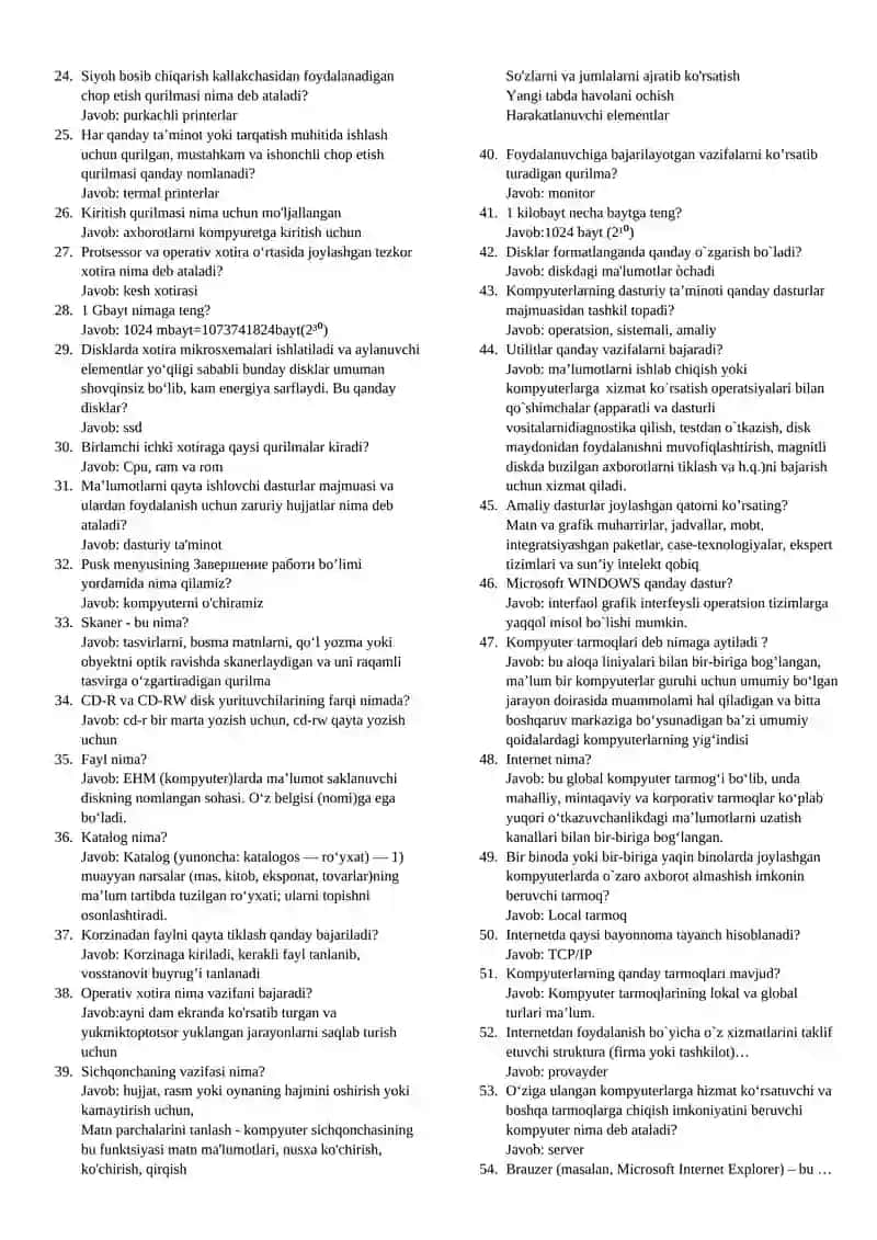 Kompyuterlarning qo‘shimcha qurilmalari 2