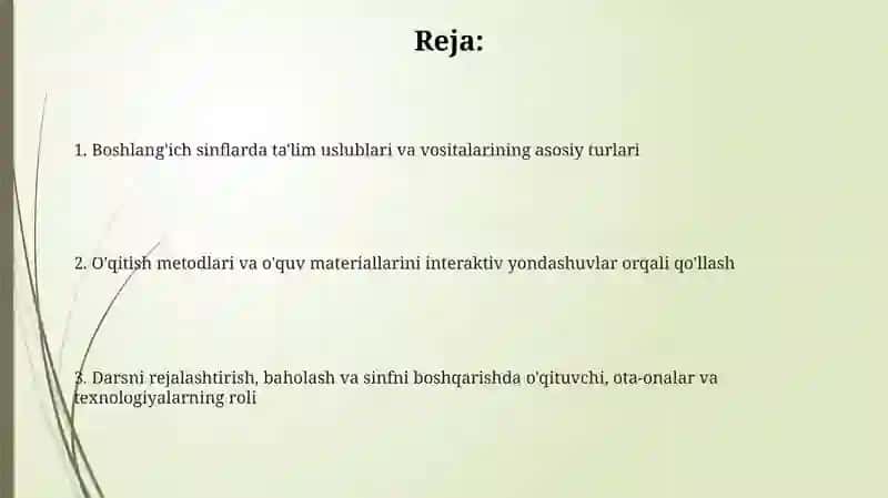 Boshlang'ich sinflarda ta'lim uslublari va vositalari 2