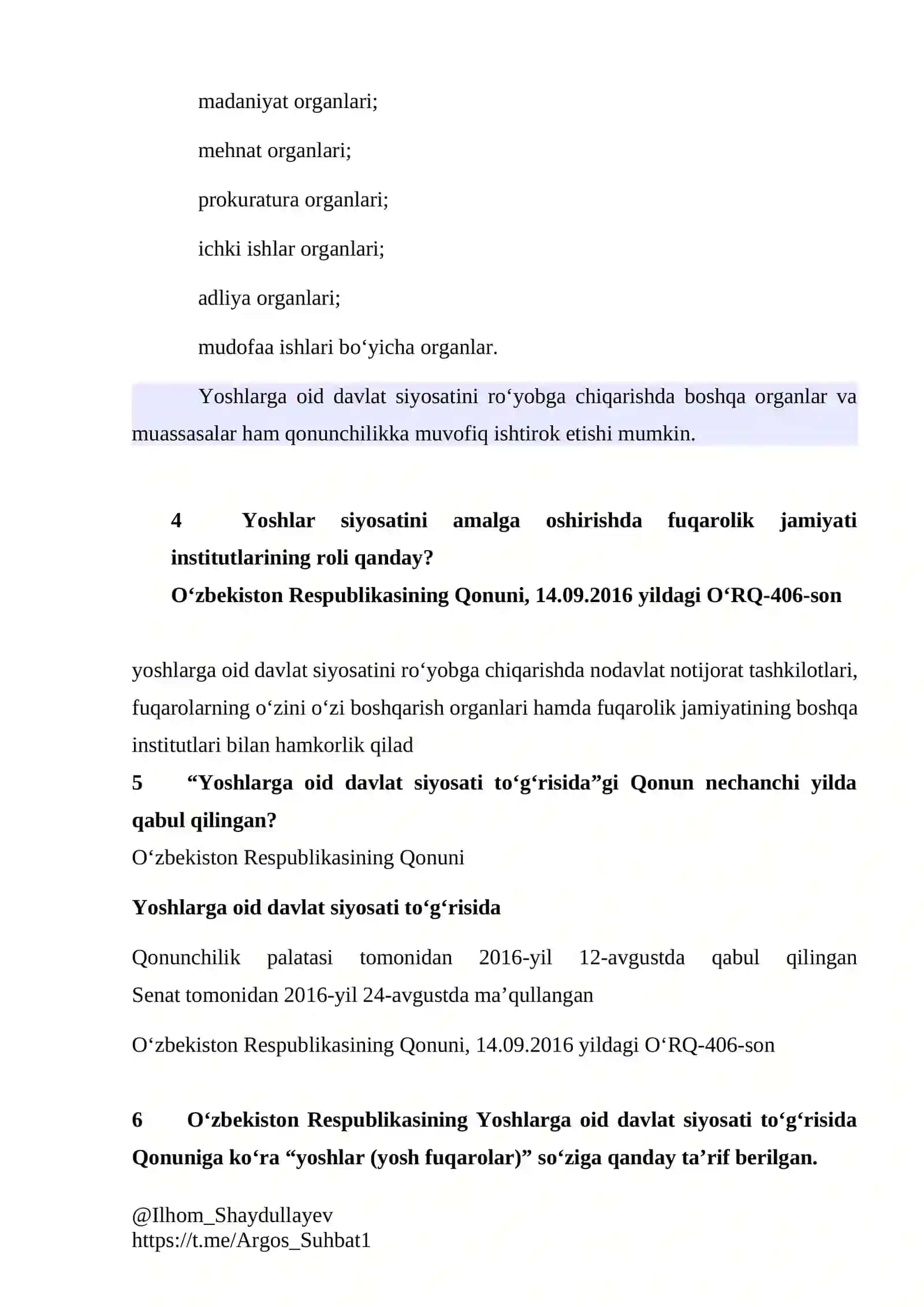 Yoshlarga oid davlat siyosati 2