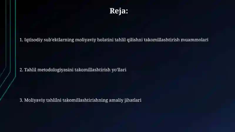 Xo’jalik boshqaruvi sub’ektlarining moliyaviy holati tahlili 2