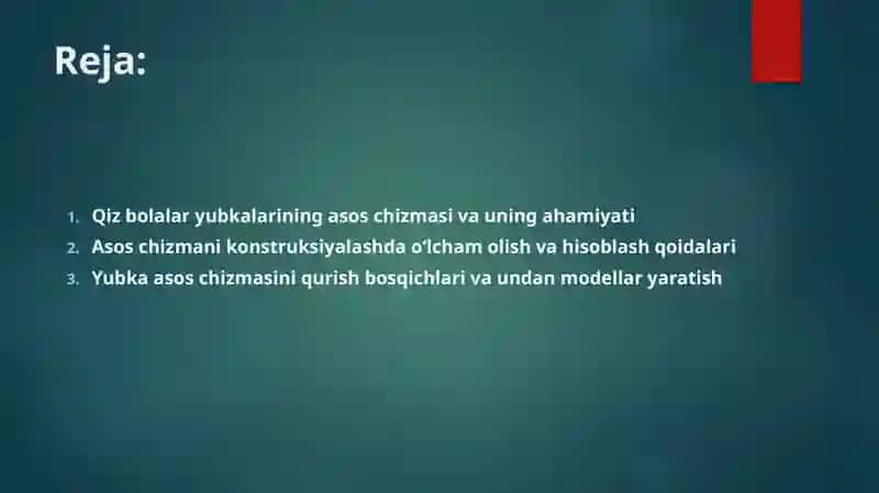 Qiz bolalar uchun yubkalar asos chizmasini konstruksiyalash 2