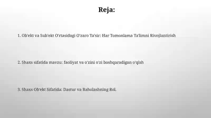 Mavzu: Shaxs tarbiyaning obyekti va subyekti sifatida 2