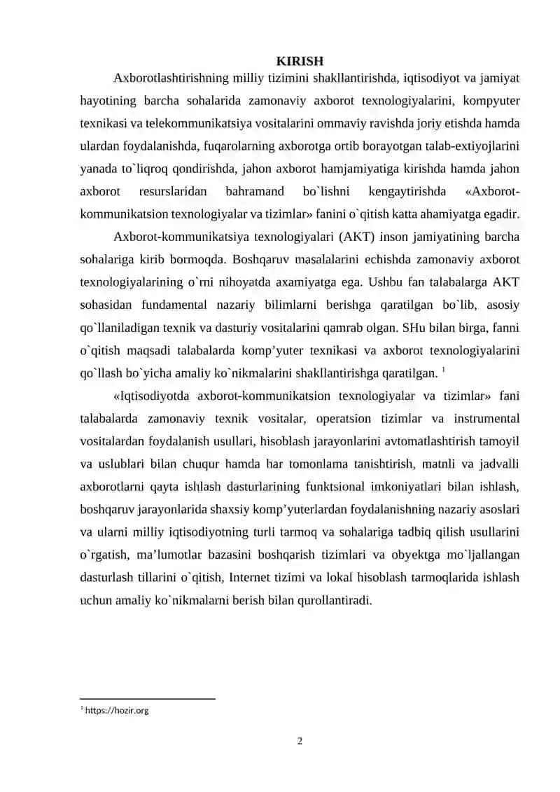 AXBOROT TEXNOLOGIYALARI INFRATUZILMASI 2