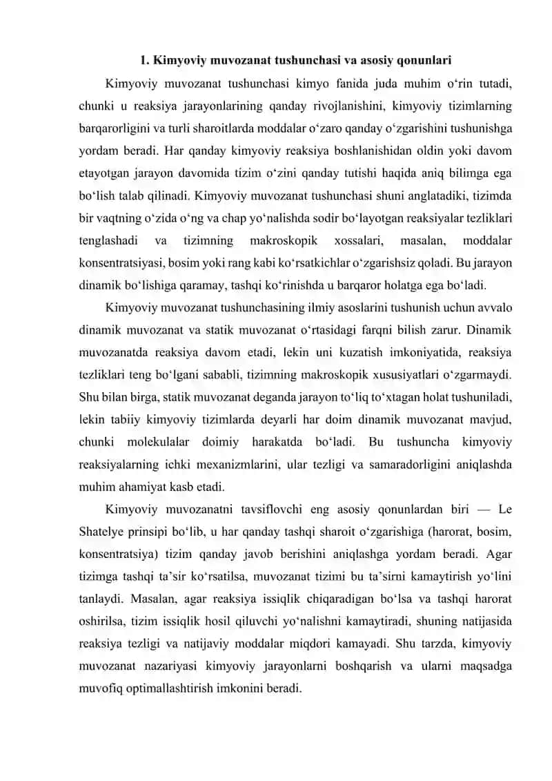Kimyoviy muvozanatga odi masalalar yechish metodikasi 2