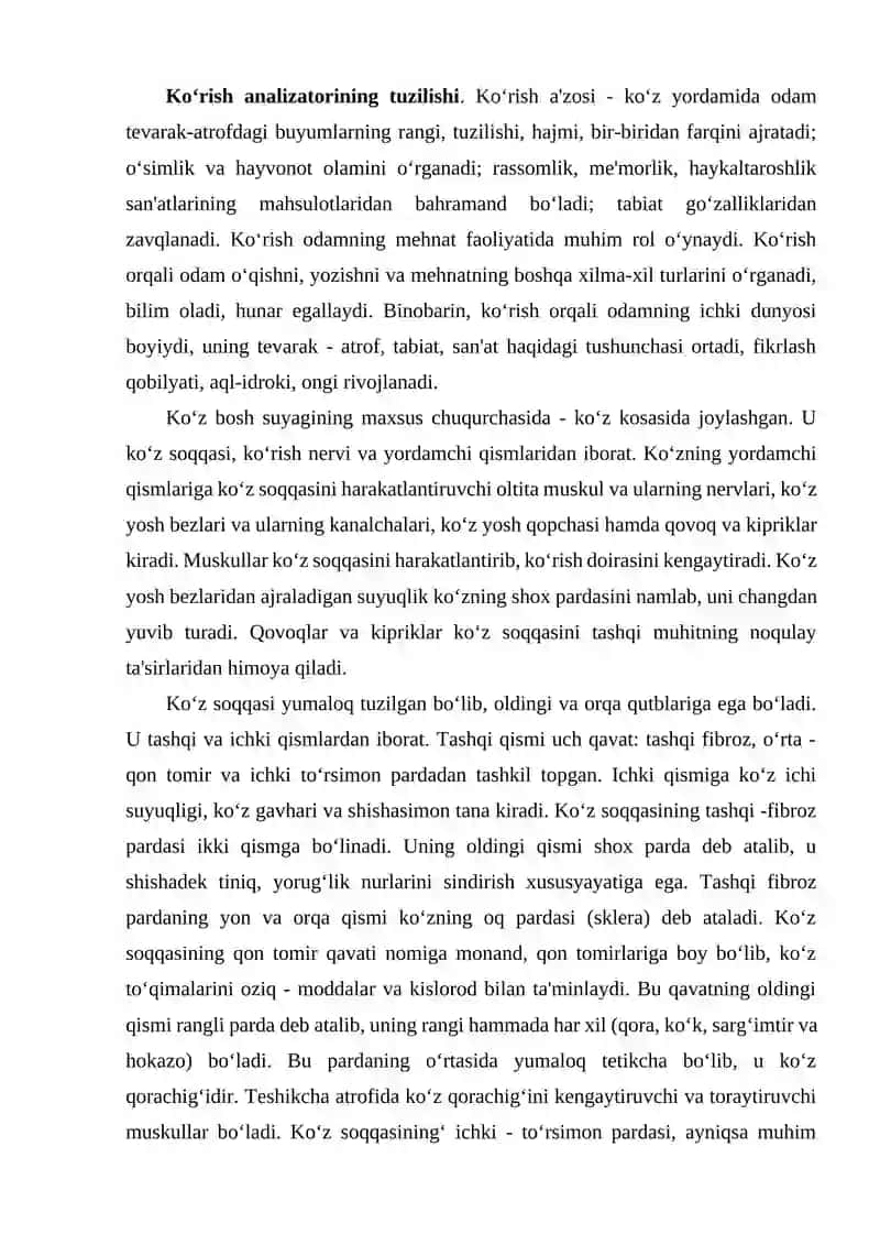 Ko`rish, eshitish va muvozanat analizatorlari 2