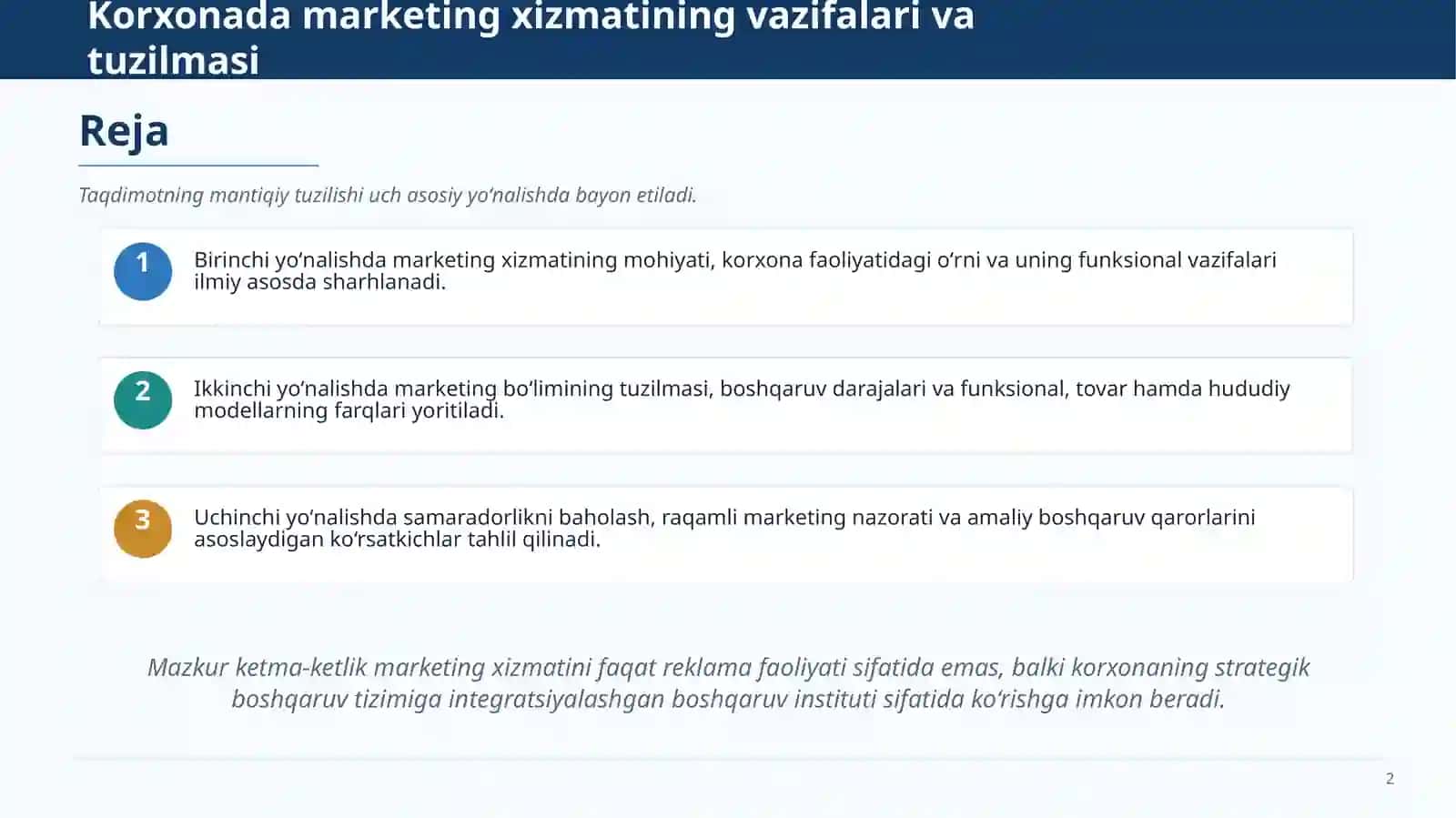 Korxonada Marketing Xizmatining Vazifalari va Tuzilmasi 2