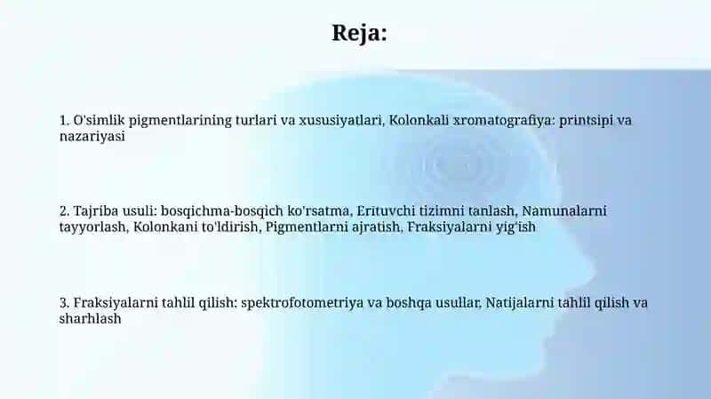 Oʻsimlik pigmentlarini kolonkali xromotografiya usulida aniqlash 2