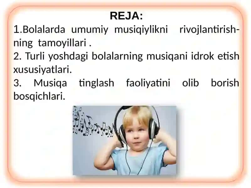 Maktabgacha yoshdagi bolalar bilan musiqiy faoliyat turlarining klassifikatsiyasi 2