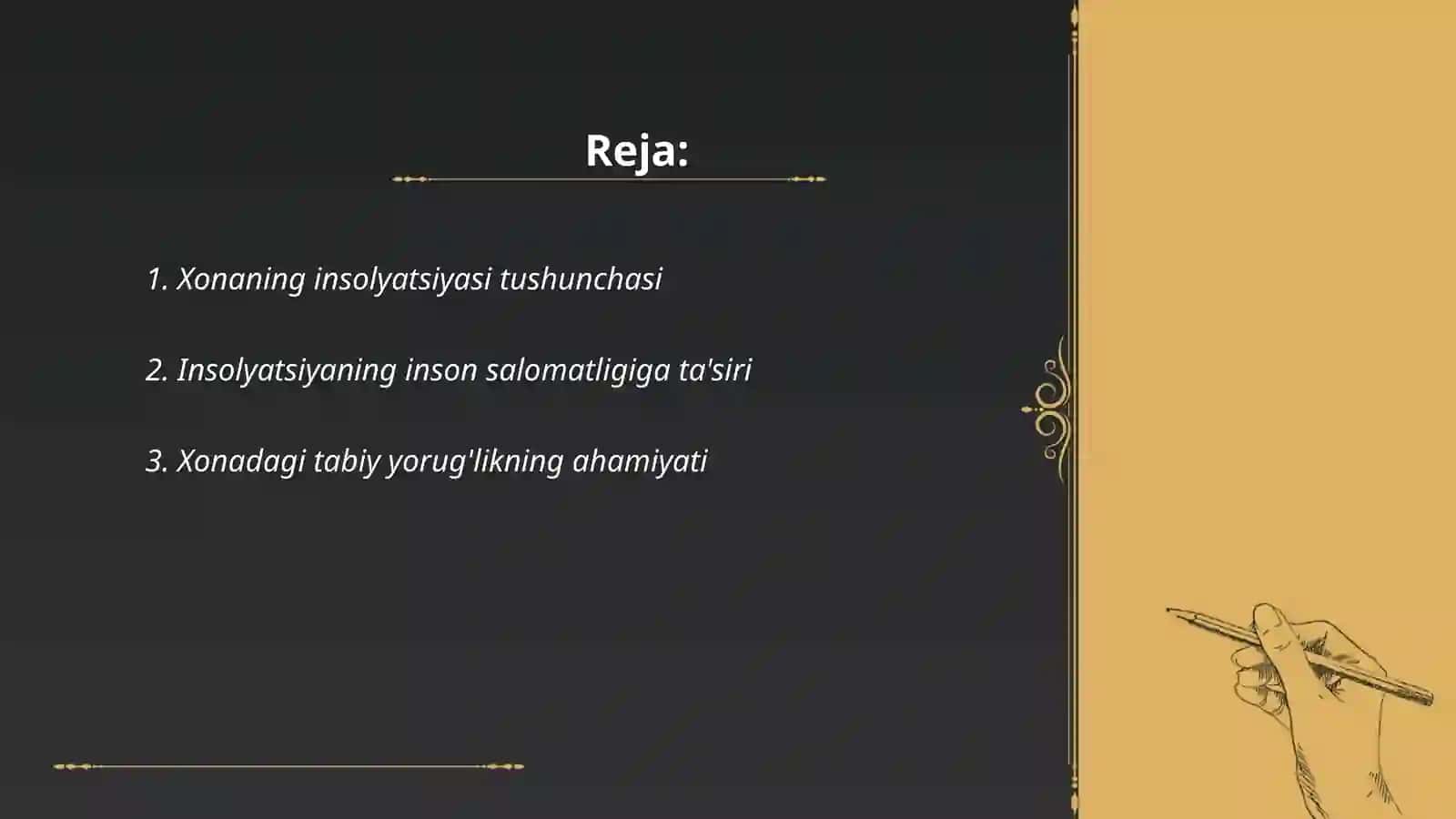 Xonaning insolyatsiya haqida tushuncha uning ahamiyati. Xonalarning tabiy yorugʻligini belgilovchi omillar 2