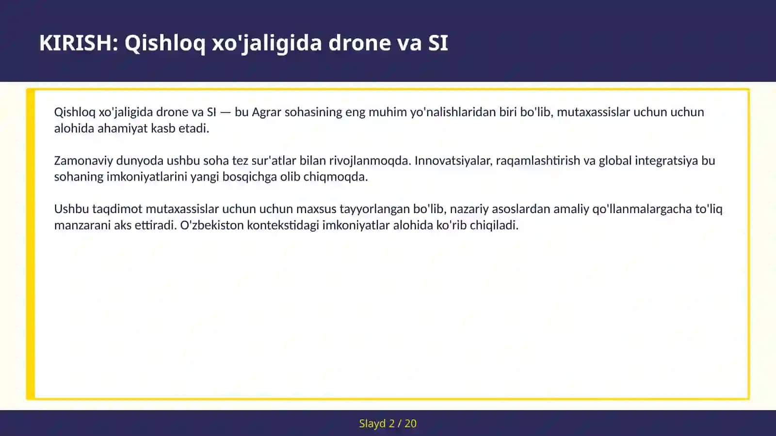 QISHLOQ XO'JALIGIDA DRONE VA SI 2