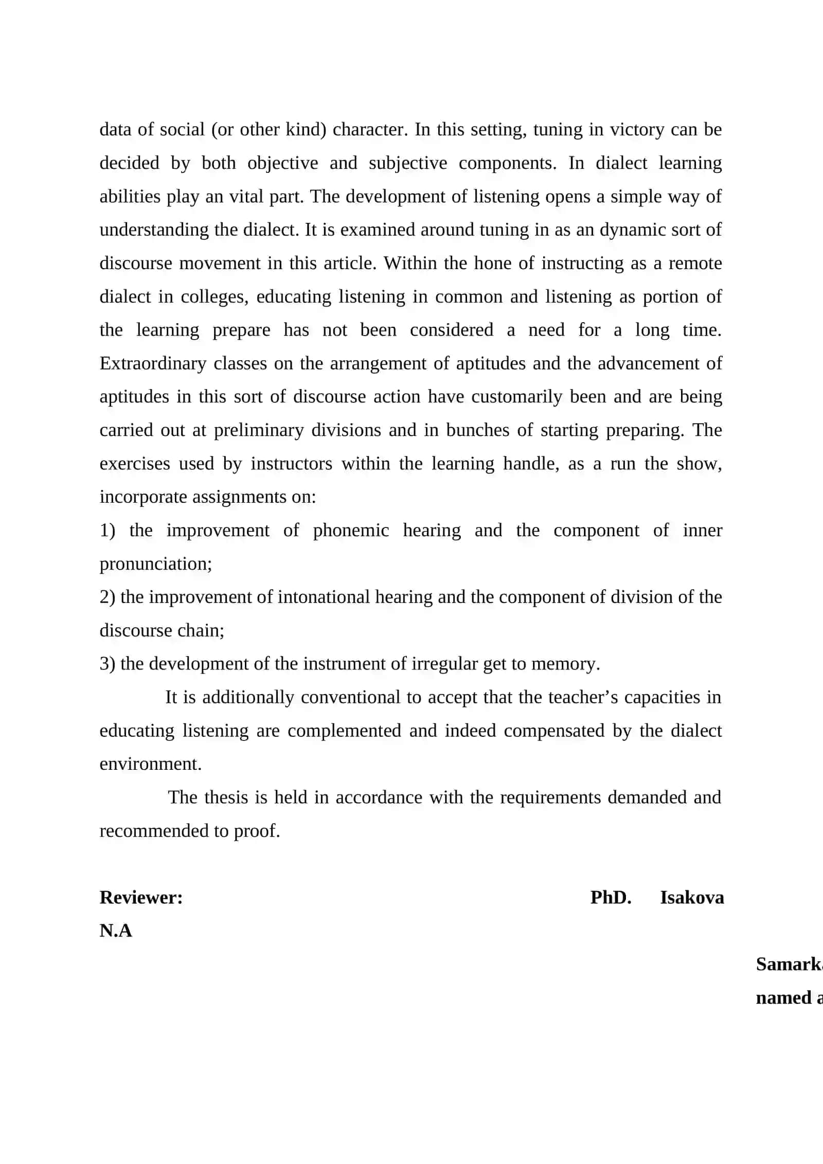 Master's thesis on the theme “Interactive methods of developing pupil’s listening skills in teaching foreign languages” 2