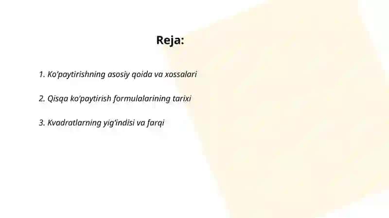 Qisqa koʻpaytirish formulalari 2