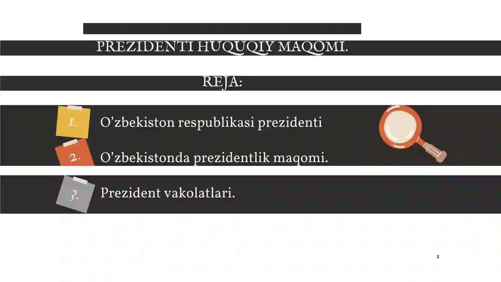 O’ZBEKISTON RESPUBLIKASI PREZIDENTINING HUQUQIY MAQOMI 2