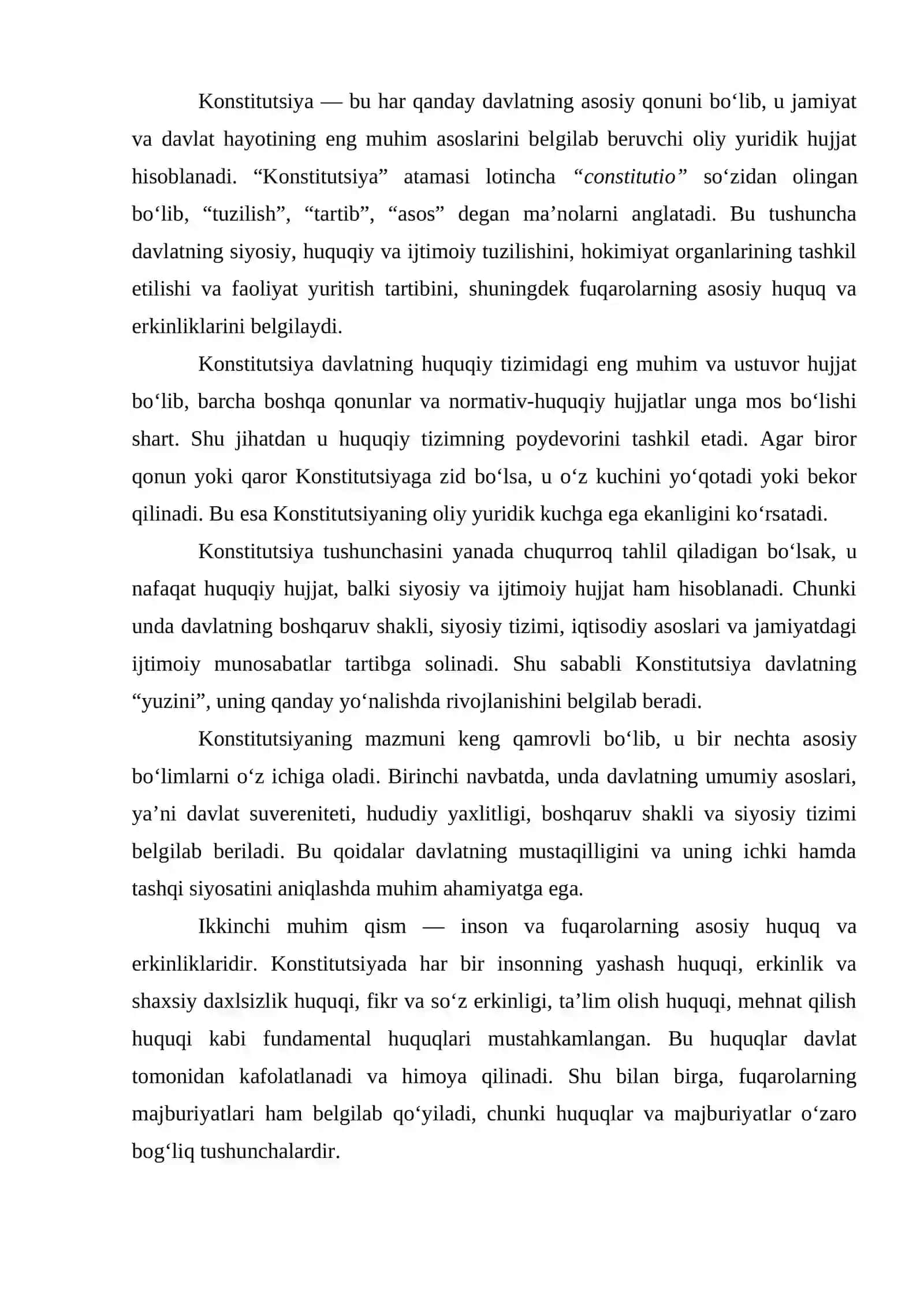 KONSTITUTSIYA — DAVLATNING OLIY YURIDIK HUJJATIDIR 2