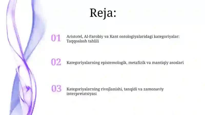 Aristotel, Farobiy va Kant ontologiyasida kategoriyalarning tasnifi 2