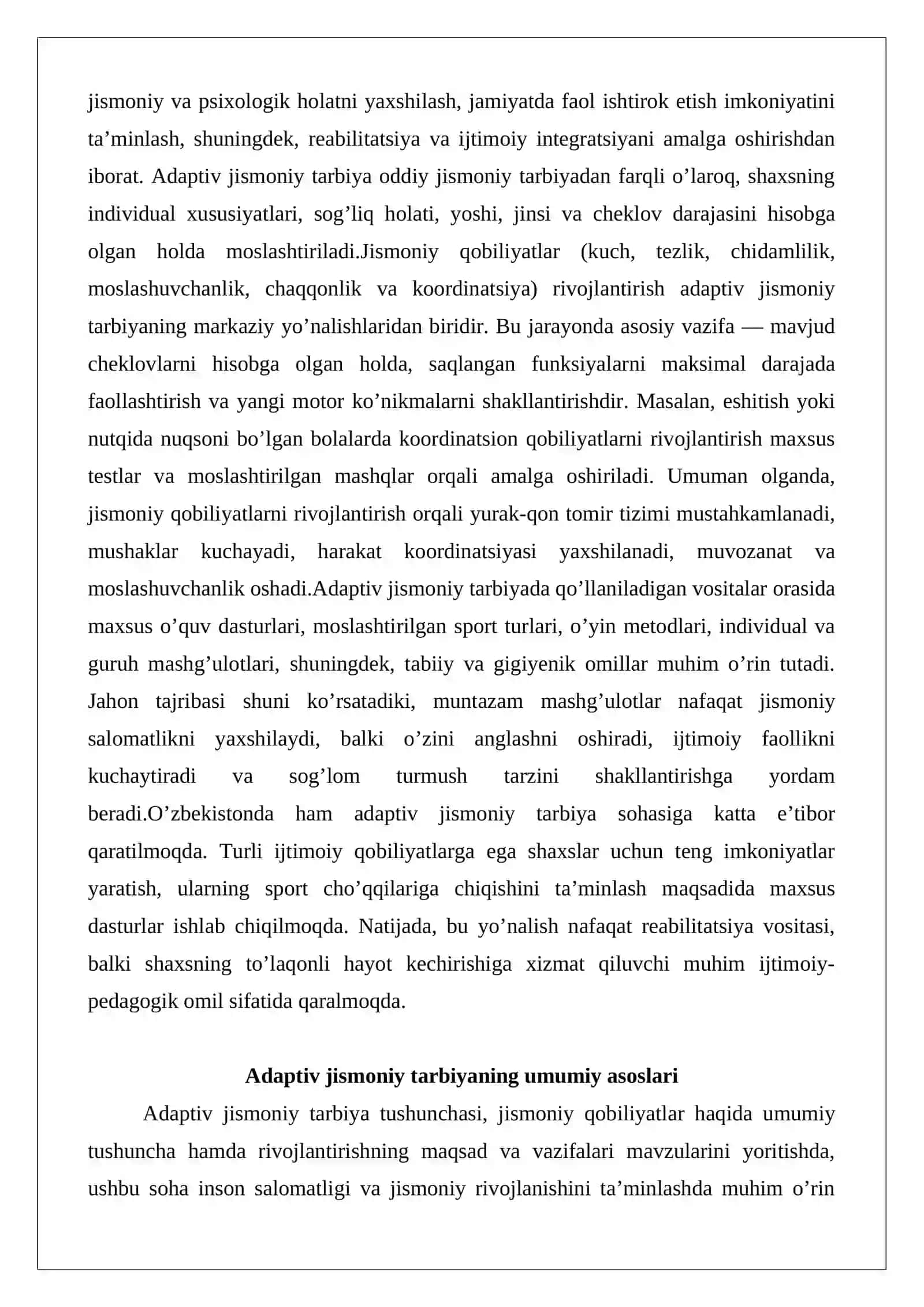 Adaptiv jismoniy tarbiyada jismoniy qobiliyatlarni rivojlantirish 2