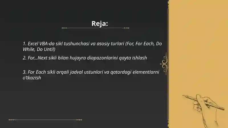 Excel VBA-sikl tushunchasi va asosiy turlari 2