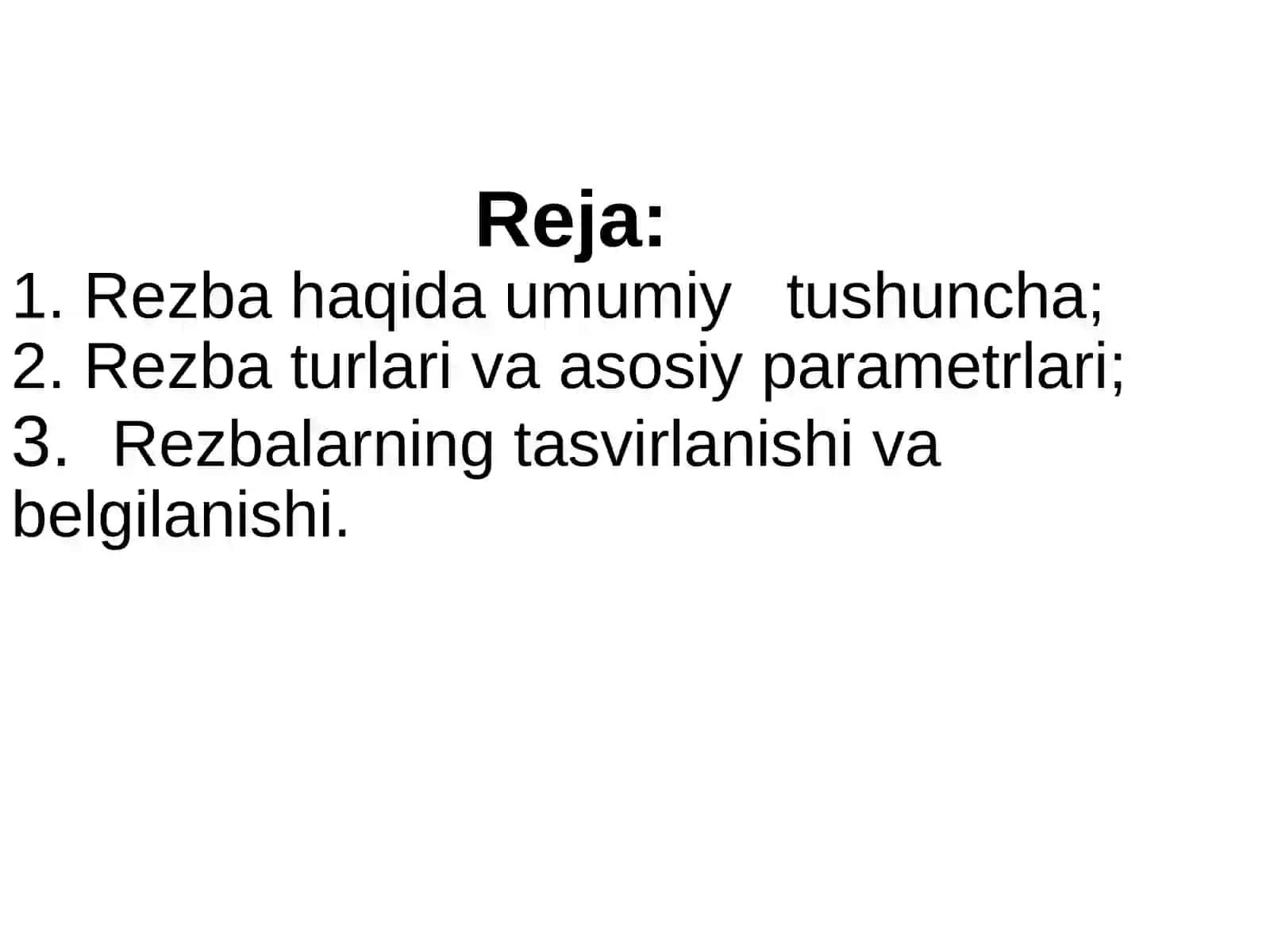 Rezbalarning tasvirlanishi va belgilanishi 2
