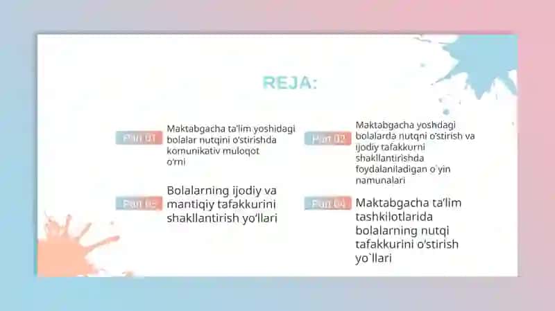 Maktabgachatarbiya yoshidagi bolalarda nutq tafakkurni shakllanishining o’zaro munosabatlarining xususiyatlari 2