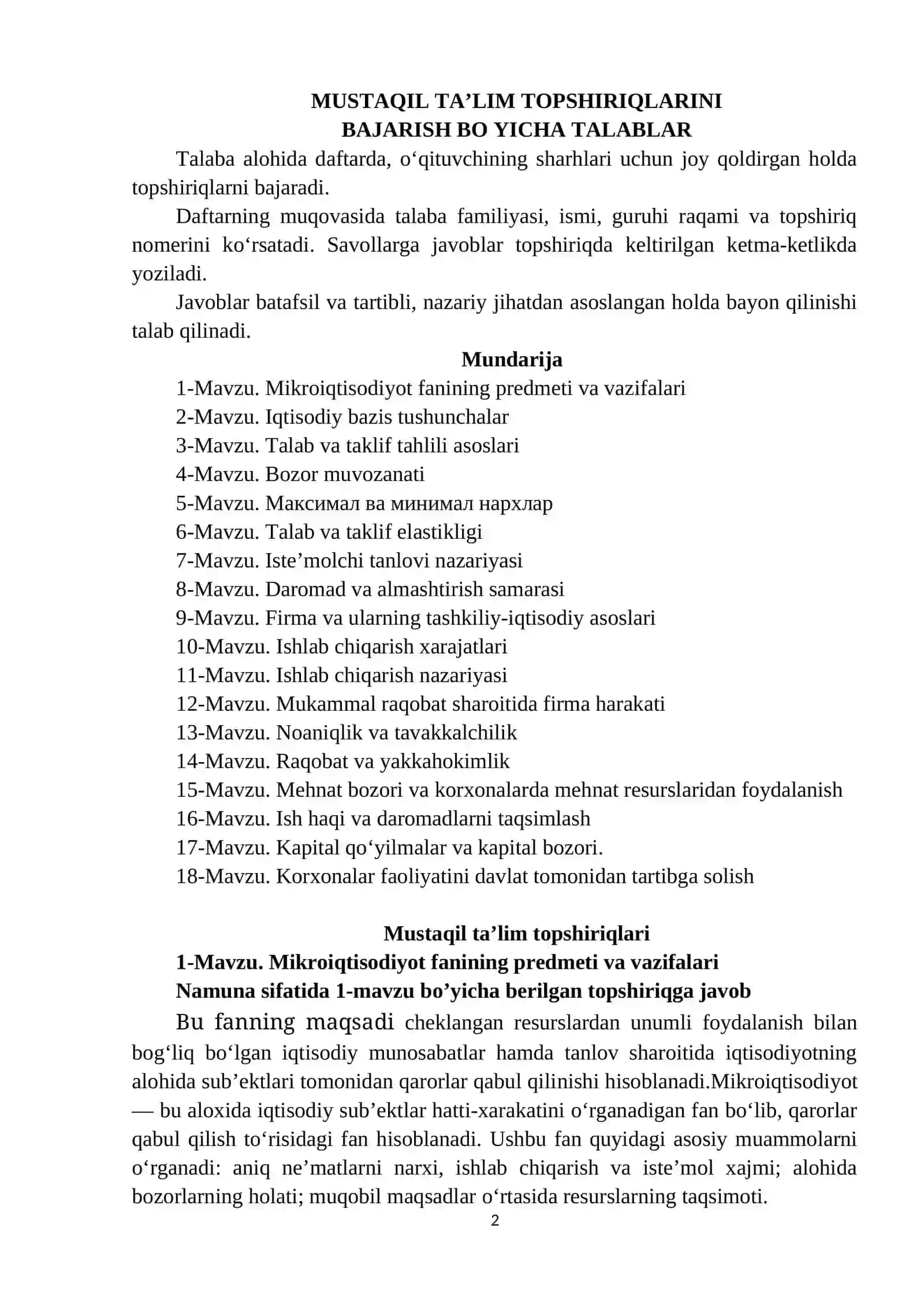 MUSTAQIL TA’LIM TOPSHIRIQLARI VA ULARNI BAJARISH BO’YICHA USLUBIY KO’RSATMA 2