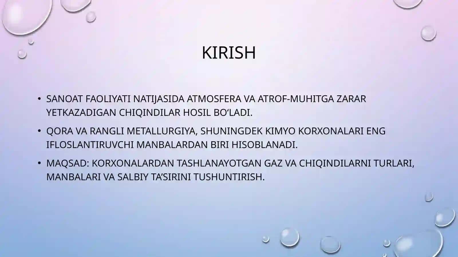 Qora rangli metallurgiya va kimyo korxonalaridan tashlanayotgan gaz va chiqindilar 2