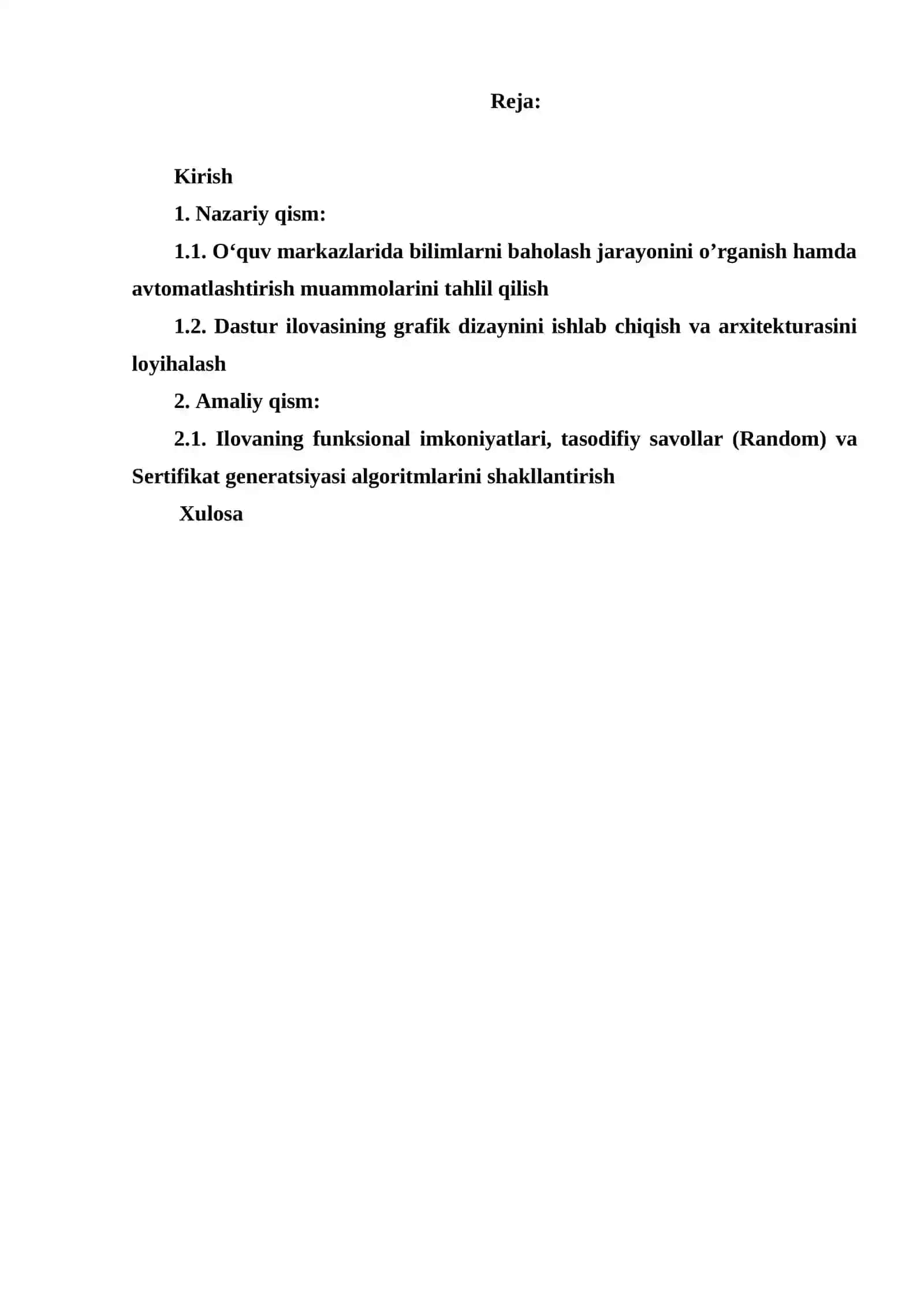 Visual Studio da Kurs ishi - OʻQUV MARKAZLARI UCHUN TEST SAVOLLARINI OʻTKAZISH DASTUR ILOVASINI YARATISH 2