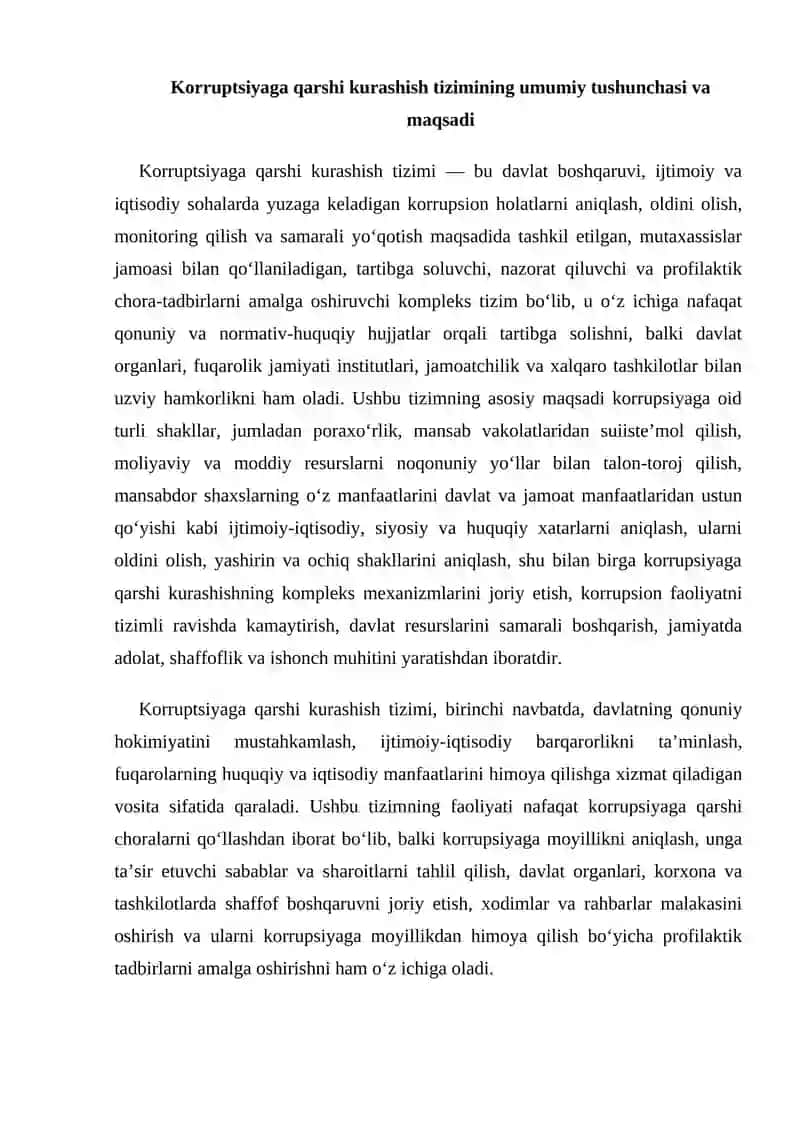 Korruptsiyaga qarshi kurashish bo’yicha faoliyatni bevosita amalga oshiruvchi davlat organlari tizimi 2