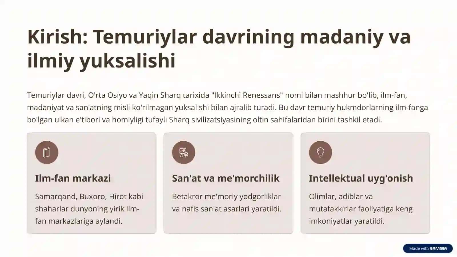Temuriylar davrida (2-Renessans) ta'lim-tarbiya va pedagogik g'oyalar taraqqiyoti 2