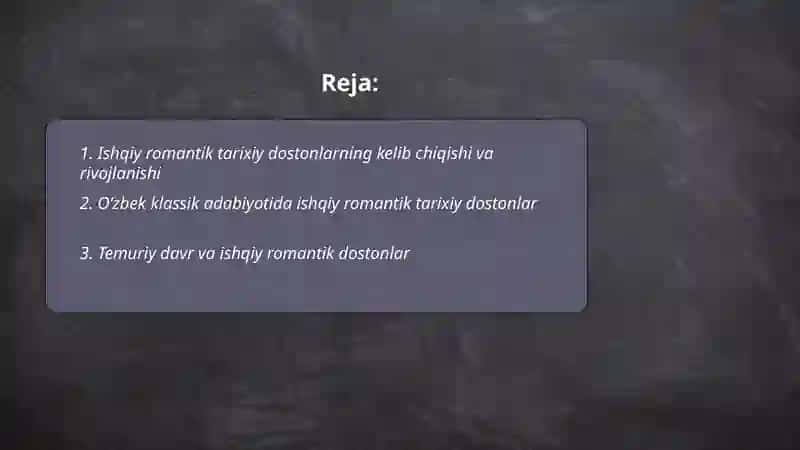 Ishqiy romantik tarixiy dostonlar 2