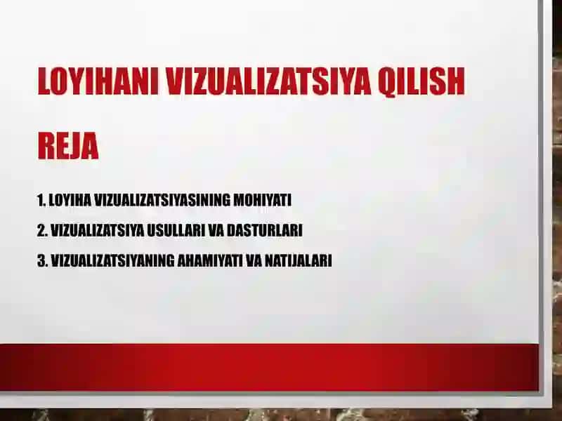 Loyihani vizualizatsiya qilish 2