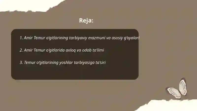 Amir Temur o‘gitlarining tarbiyaviy ahamiyati 2