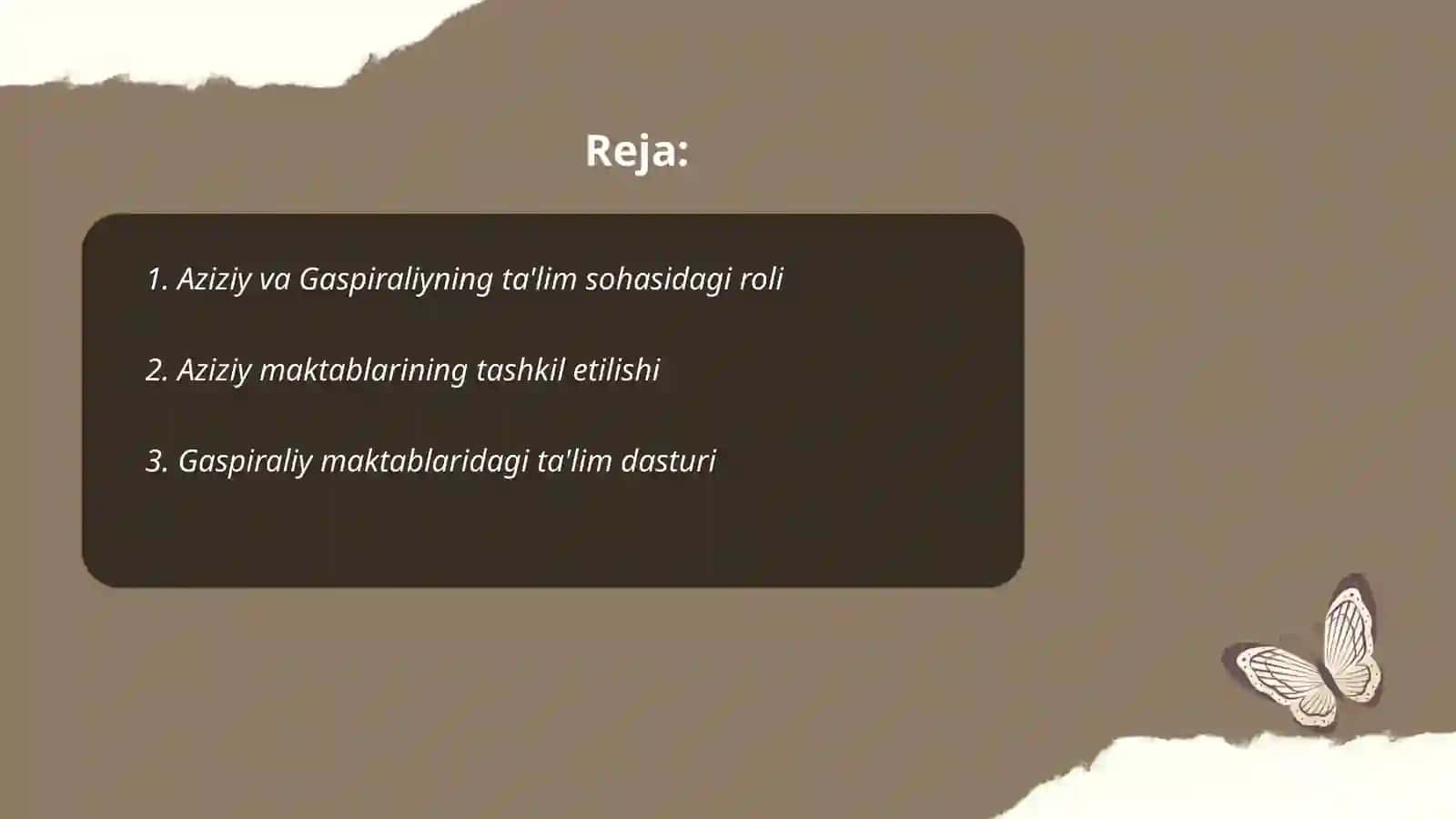 Gaspiraliy va Aziziyning Ta'limdagi Ro'yxati 2