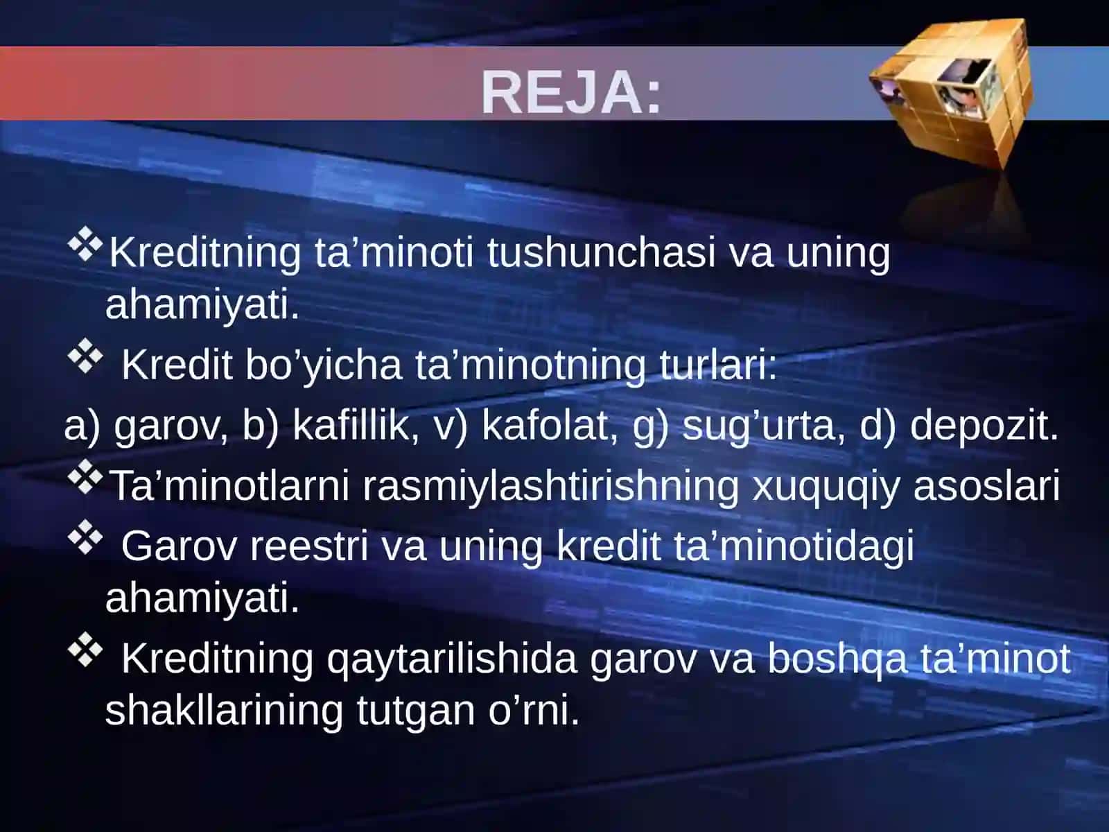 Kreditning ta’minoti va uning shakllari 2