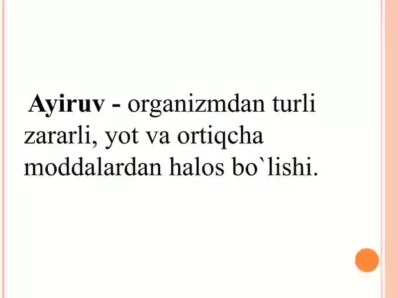 Organizimning ayiruv funksiyalari fiziologiyasi. 2