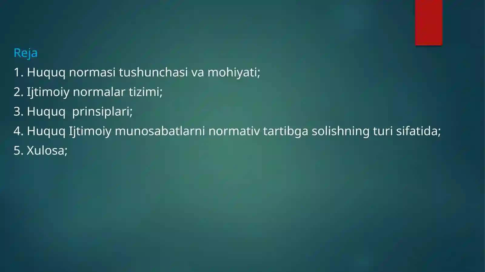 Huquq ijtimoiy munosabatlarni normativ tartibga solishning turi sifatida 2