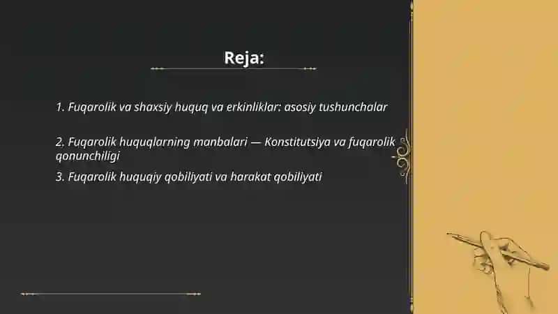 Fuqarolik va shaxsiy huquq va erkinliklar 2