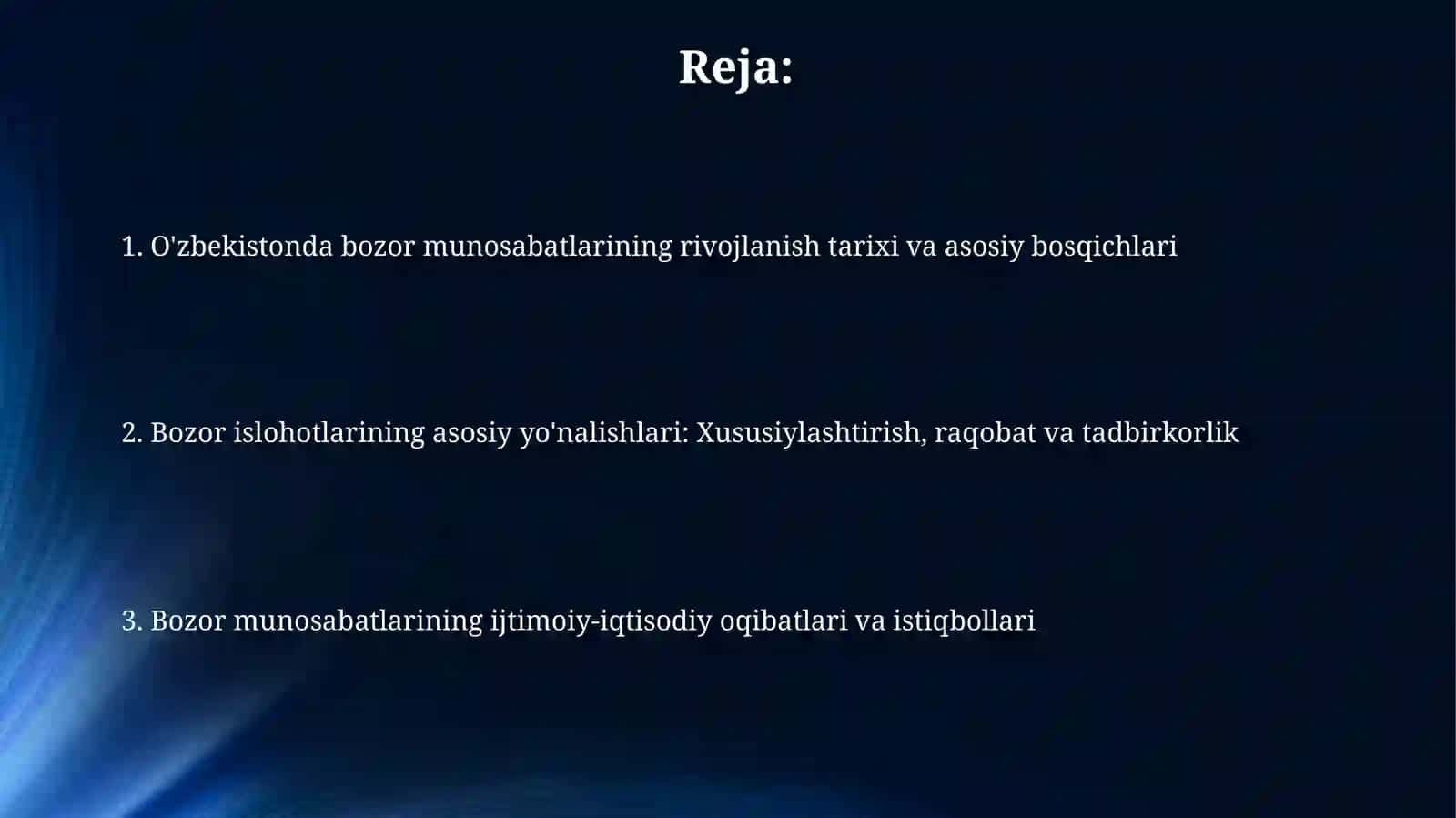 Bozor islohotlarining asosiy bosqichlari 2
