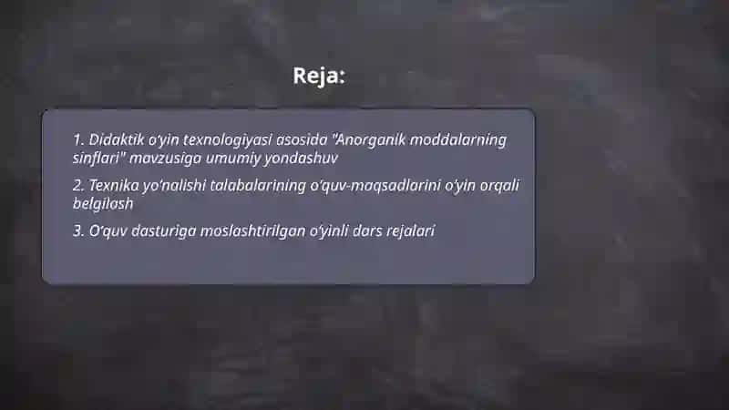ANORGANIK MODDALARNING SINFLARI 2