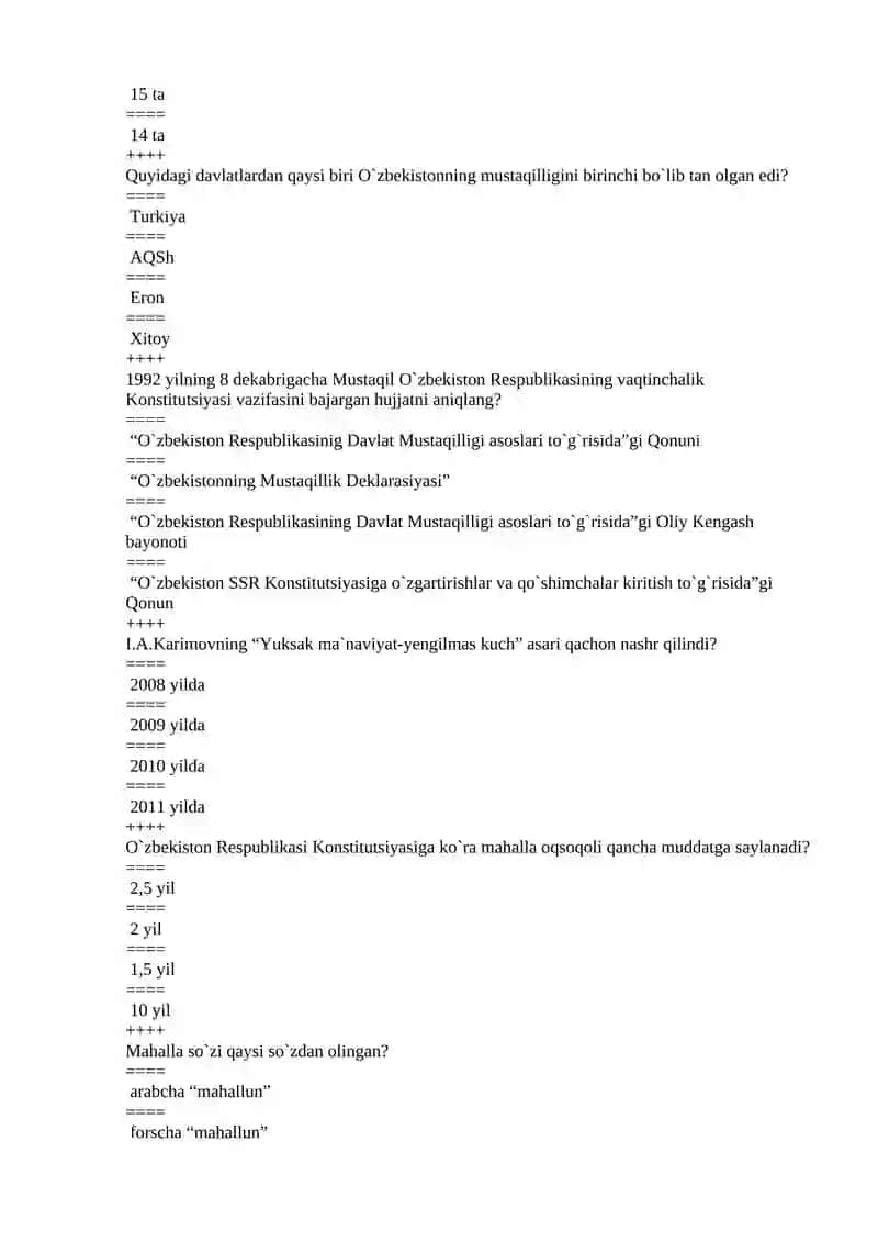 "Mustaqil O`zbekiston Respublikasining vaqtinchalik Konstitutsiyasi" 2