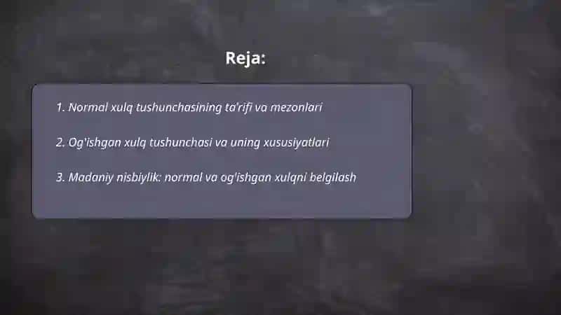 Deviantalogiya fanidan Mustaqil ish 2