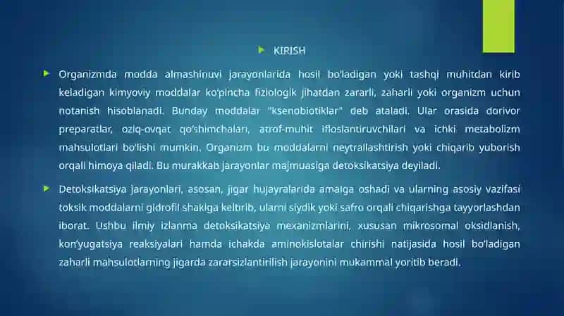 Mikrosomal oksidlanish va kon’yugatsiya reaksiyalari 2