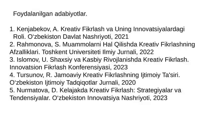Foydalanilgan adabiyotlar 2