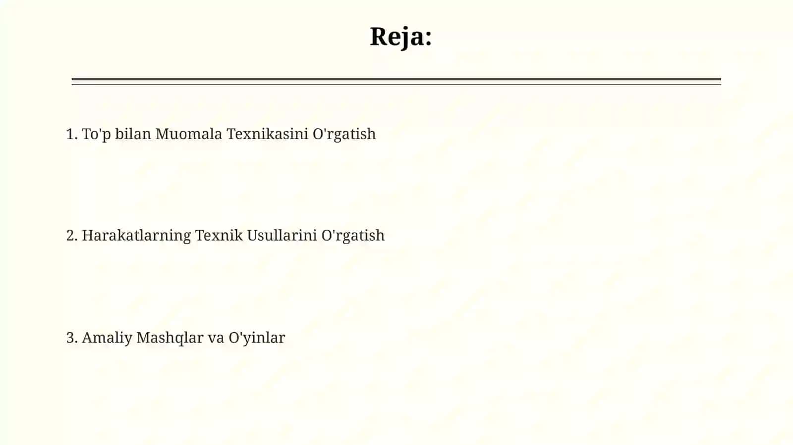 To'p bilan Muomala Texnikasini O'rgatish 2