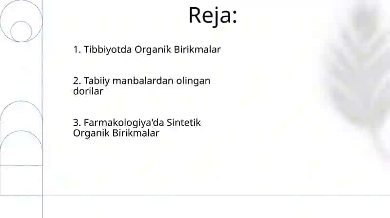 Organik birikmalarning tibbiyot va farmakologiya ishlatilishi 2