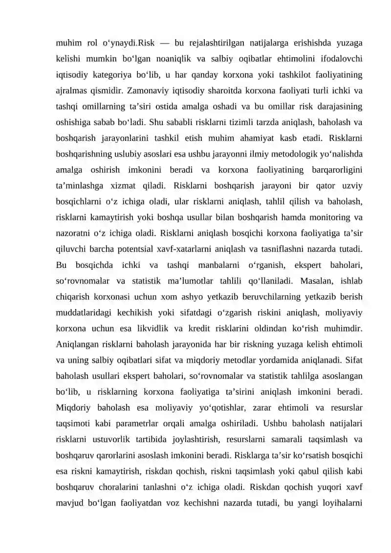 Risklarni boshqarishning uslubiy asoslari 2
