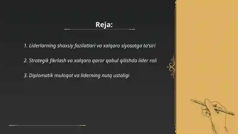 Liderlarning shaxsiy xususiyatlari va xalqaro munosabatlardagi roli 2