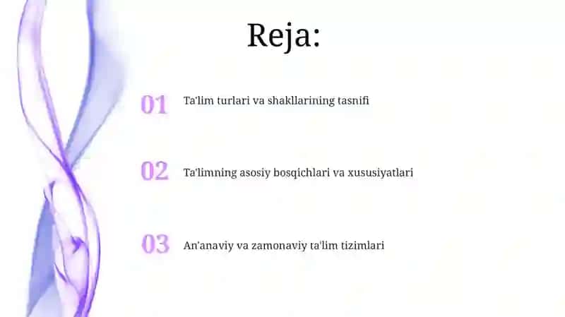 Ta'lim turlari va shakllarining tasnifi 2