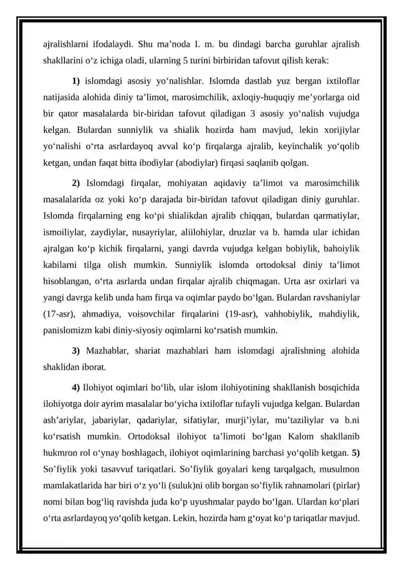 Islom dinida firqalarning vujudga kelishi 2
